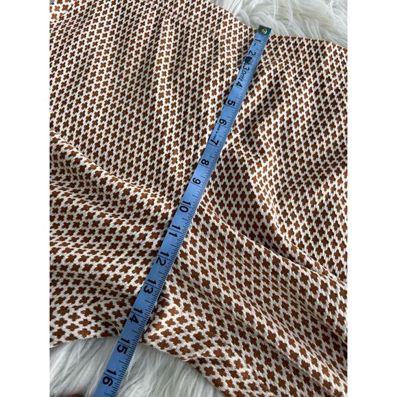NWT Versona Women's Printed Flat Front Flare Leg Pants Brown Cream Size Large - Picture 9 of 11